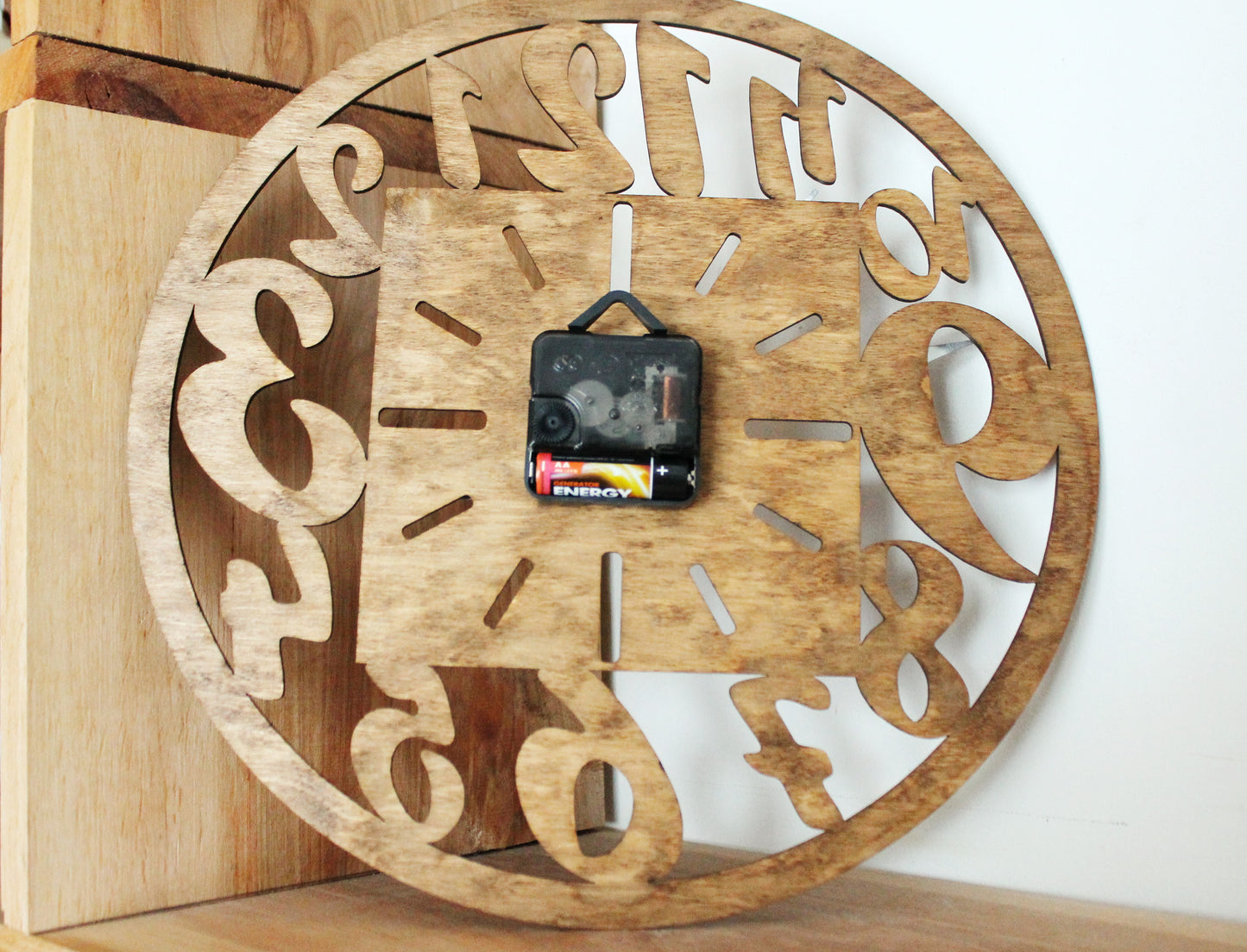 Wooden clock - chestnat color - 320 mm - 12.6 inches - light and ready to ship - handmade clock - Silent clock mechanism