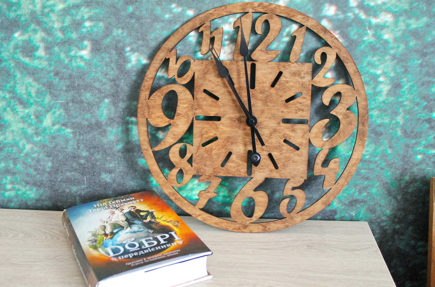 Wooden clock - chestnat color - 320 mm - 12.6 inches - light and ready to ship - handmade clock - Silent clock mechanism