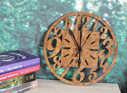 Wooden clock - chestnat color - 320 mm - 12.6 inches - light and ready to ship - handmade clock - Silent clock mechanism