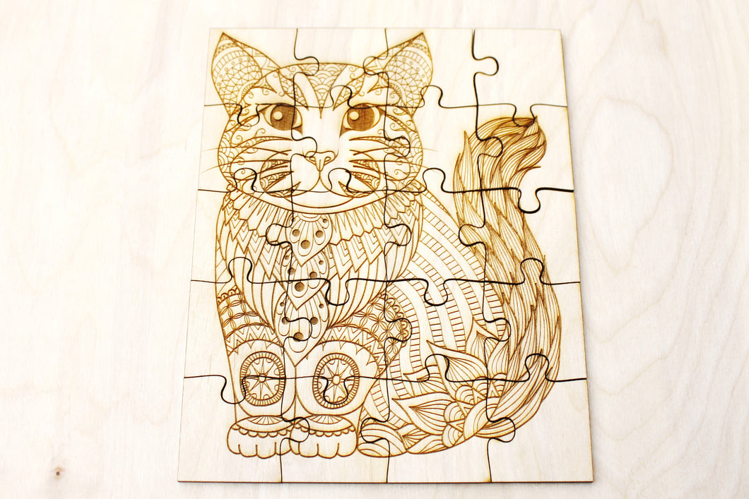 Wooden puzzle - Cat - kids adult puzzle - laser cut puzzle blank 8x6 inch - Wooden Puzzle - engraving puzzle - made of plywood