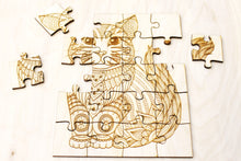 Load image into Gallery viewer, Wooden puzzle - Cat - kids adult puzzle - laser cut puzzle blank 8x6 inch - Wooden Puzzle - engraving puzzle - made of plywood
