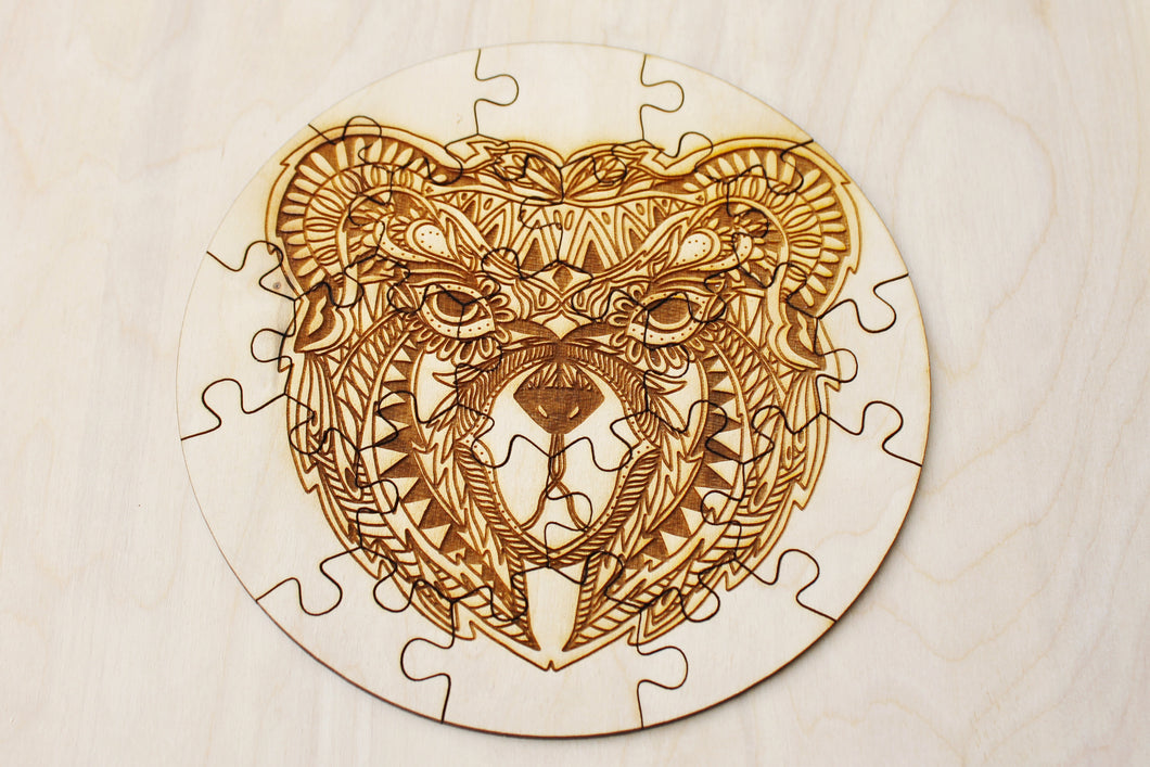 Wooden puzzle - Bear - kids adult puzzle - laser cut puzzle blank 7 inch - Wooden Puzzle - engraving puzzle - made of plywood