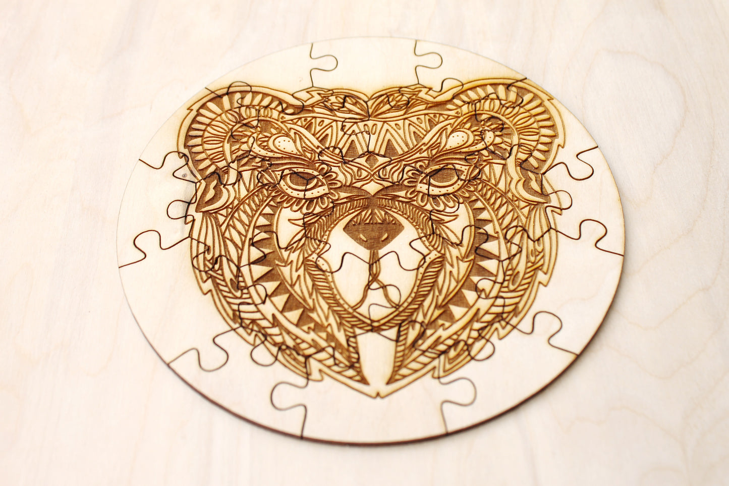 Wooden puzzle - Bear - kids adult puzzle - laser cut puzzle blank 7 inch - Wooden Puzzle - engraving puzzle - made of plywood