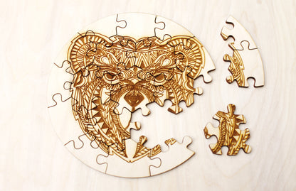 Wooden puzzle - Bear - kids adult puzzle - laser cut puzzle blank 7 inch - Wooden Puzzle - engraving puzzle - made of plywood