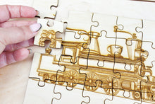Load image into Gallery viewer, Wooden puzzle - Coffee Lokomotive - laser cut puzzle blank 7.5 inch - Wooden Puzzle - engraving puzzle - made of plywood
