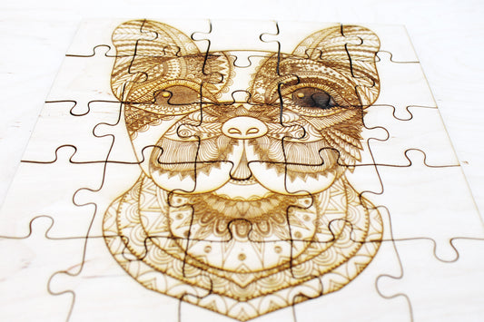 Wooden puzzle - French Bulldog - laser cut puzzle blank 7.9 inch - Wooden Puzzle - engraving puzzle - made of plywood