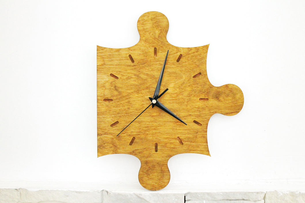Wooden clock - PUZZLE - walnut color - 320 mm - 12.6 inches - light and ready to ship - handmade clock - Silent clock mechanism