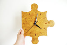 Load image into Gallery viewer, Wooden clock - PUZZLE - walnut color - 320 mm - 12.6 inches - light and ready to ship - handmade clock - Silent clock mechanism
