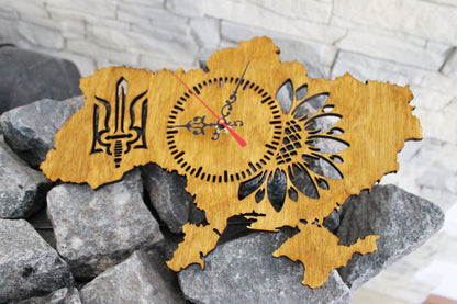 Wooden clock - UKRAINE - walnut color - 350 mm - 14 inches - light and ready to ship - handmade clock - Silent clock mechanism