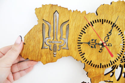 Wooden clock - UKRAINE - walnut color - 350 mm - 14 inches - light and ready to ship - handmade clock - Silent clock mechanism