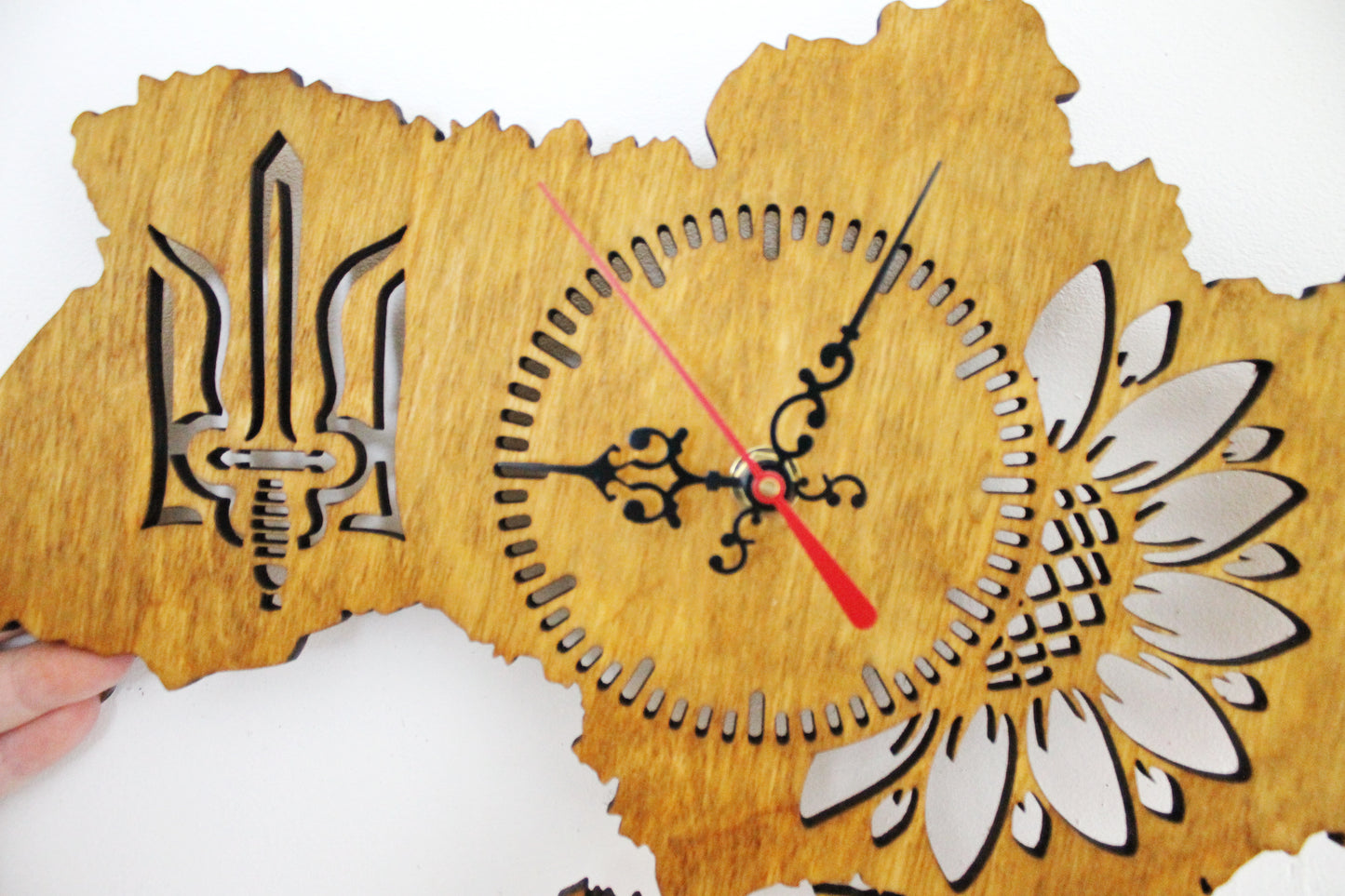 Wooden clock - UKRAINE - walnut color - 350 mm - 14 inches - light and ready to ship - handmade clock - Silent clock mechanism