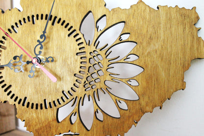 Wooden clock - UKRAINE - walnut color - 350 mm - 14 inches - light and ready to ship - handmade clock - Silent clock mechanism