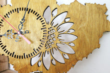 Load image into Gallery viewer, Wooden clock - UKRAINE - walnut color - 350 mm - 14 inches - light and ready to ship - handmade clock - Silent clock mechanism
