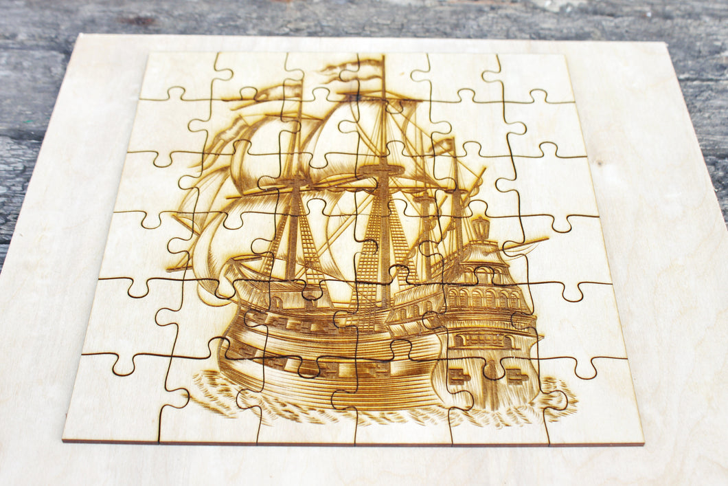 Wooden puzzle - Sailboat - kids adult puzzle - laser cut puzzle blank 9.8 inch - Wooden Puzzle - engraving puzzle - made of plywood
