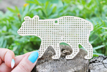 Load image into Gallery viewer, Bear cub - cross stitch blank - 112 mm - 4.4 inch - blank Wood for  Needlecraft  - wooden christmas ornament
