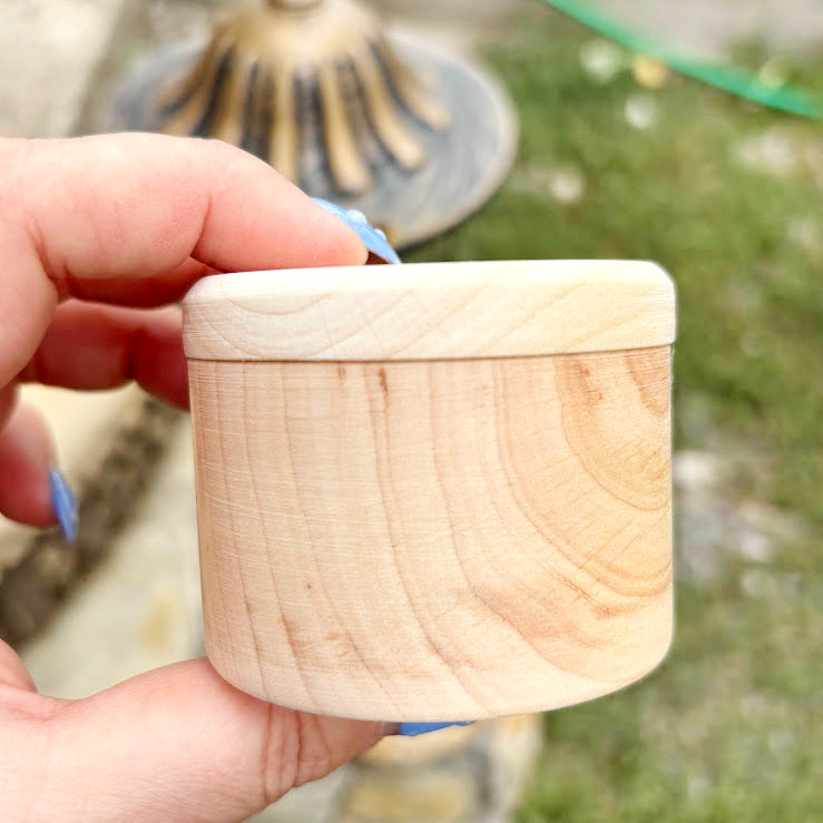 Small Wooden Box – 60 mm x 50 mm (2.4x2") – Handmade Alder Wood Storage Container for Crafts, Jewelry, Trinkets – Natural Round Wooden Box