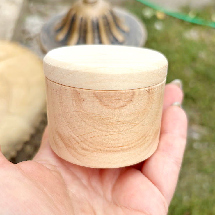Small Wooden Box – 60 mm x 50 mm (2.4x2") – Handmade Alder Wood Storage Container for Crafts, Jewelry, Trinkets – Natural Round Wooden Box