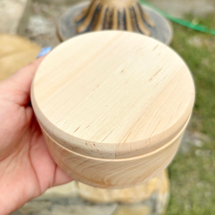 Large Round Wooden Box with Lid 100 mm (3.9") – Handmade Alder Wood Storage Container, Craft Organizer, unfinished Wooden Box for Jewelry