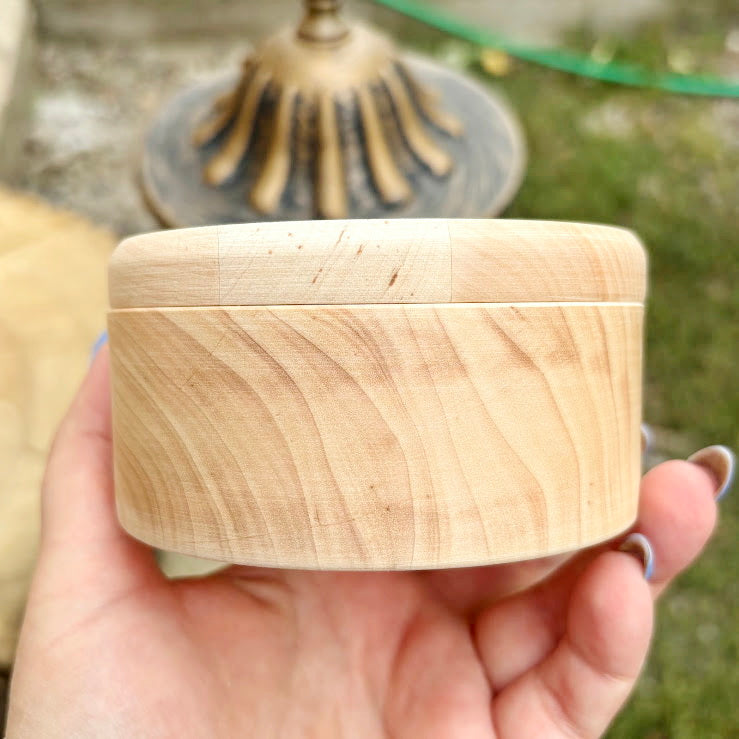 Large Round Wooden Box with Lid 100 mm (3.9") – Handmade Alder Wood Storage Container, Craft Organizer, unfinished Wooden Box for Jewelry
