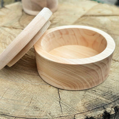 Large Round Wooden Box with Lid 100 mm (3.9") – Handmade Alder Wood Storage Container, Craft Organizer, unfinished Wooden Box for Jewelry