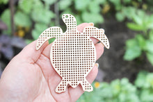 Load image into Gallery viewer, Turtle - cross stitch blank - 98 mm - 3.9 inch - blank Wood for  Needlecraft  - wooden christmas ornament
