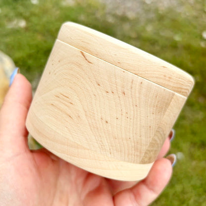 Medium Round Wooden Box with Lid 95 mm (3.7") – Handmade Alder Wood Storage Container, Craft Organizer, Keepsake Box, Sewing Box, Natural Unfinished Wooden Trinket Box for Jewelry, Rings, Beads, DIY Craft Supplies