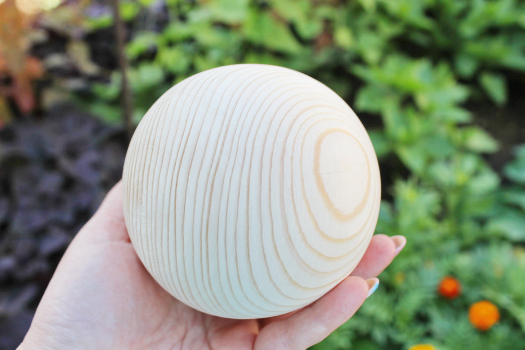 100 mm BIG wooden bead made of pine wood (wooden ball) WITHOUT hole - natural eco friendly