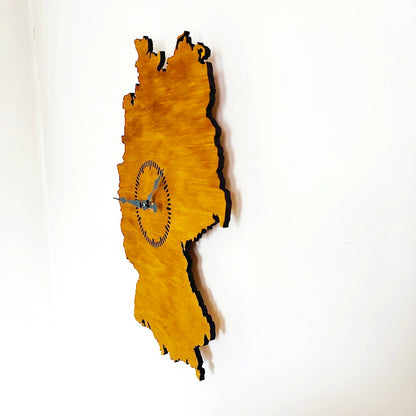 Wooden Wall Clock Germany Map – Handmade Wooden Clock 380 x 270 mm (15 x 10.6 inches) – Silent Quartz Clock Mechanism – Wall Art Clock