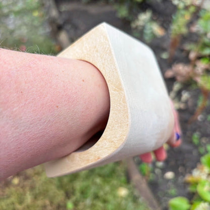 Extra Wide Unfinished Wooden Bangle Bracelet Blank – 70 mm Wide Handmade Сhunky Bracelet for DIY Jewelry, 68 mm Inner Diameter, Craft Supply