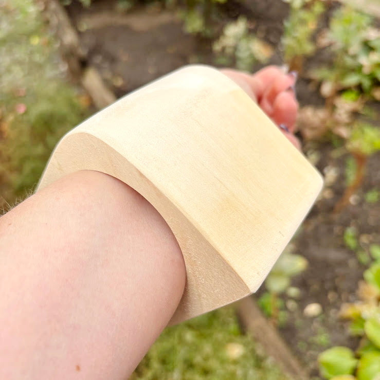 Extra Wide Unfinished Wooden Bangle Bracelet Blank – 70 mm Wide Handmade Сhunky Bracelet for DIY Jewelry, 68 mm Inner Diameter, Craft Supply