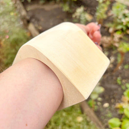 Extra Wide Unfinished Wooden Bangle Bracelet Blank – 70 mm Wide Handmade Сhunky Bracelet for DIY Jewelry, 68 mm Inner Diameter, Craft Supply
