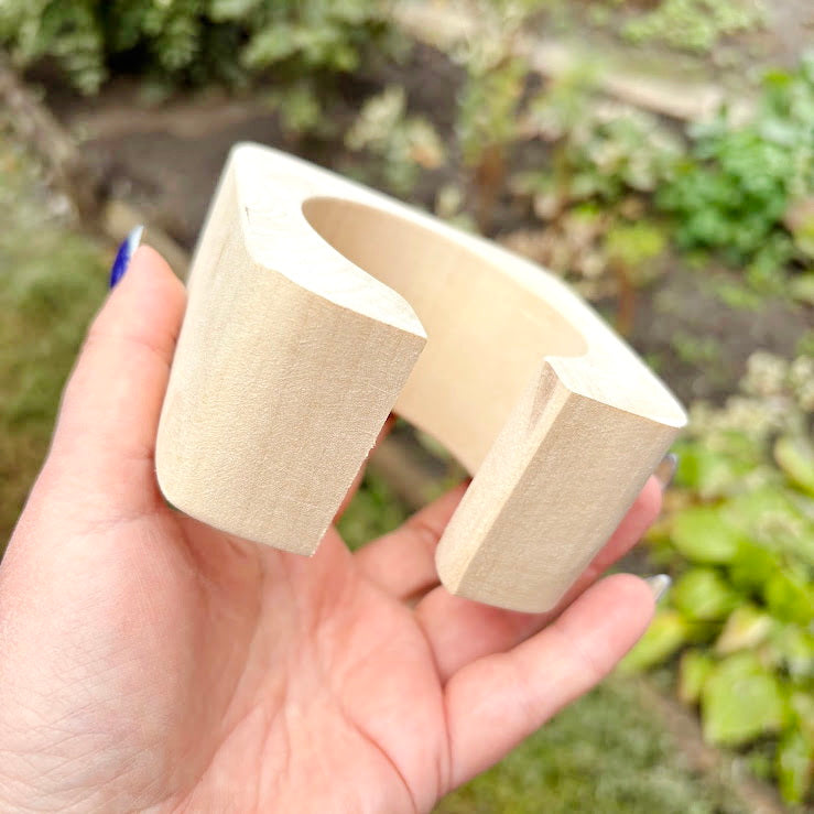 Unfinished Wooden Bangle Bracelet for DIY Crafting – 45 mm Wide Handmade Bracelet Blank, Natural Wooden Jewelry Making Supply