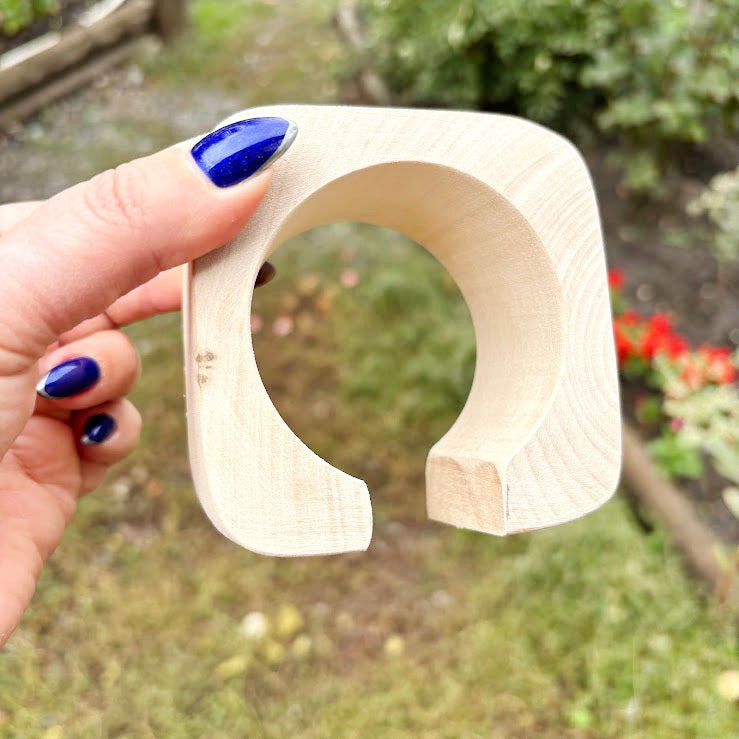 Unfinished Wooden Bangle Bracelet for DIY Crafting – 45 mm Wide Handmade Bracelet Blank, Natural Wooden Jewelry Making Supply