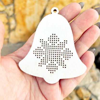 Wooden Cross Stitch Blanks Christmas Ornaments – Laser Cut Birch Shapes – DIY Embroidery Craft – Natural Wood Decor-1