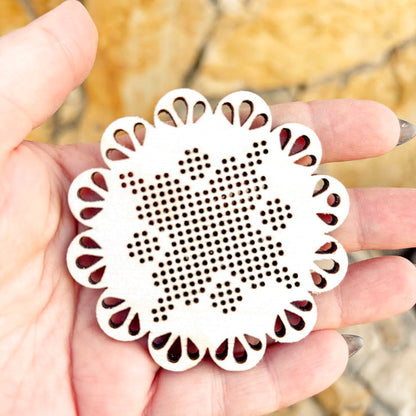 Wooden Cross Stitch Blanks Christmas Ornaments – Laser Cut Birch Shapes – DIY Embroidery Craft – Natural Wood Decor-1