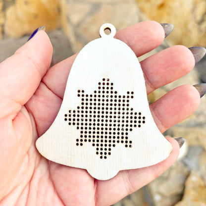 Wooden Cross Stitch Blanks Christmas Ornaments – Laser Cut Birch Shapes – DIY Embroidery Craft – Natural Wood Decor-2