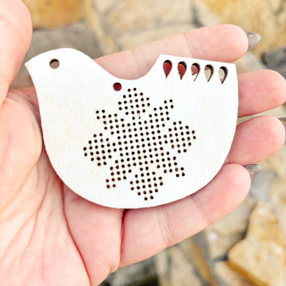 Wooden Cross Stitch Blanks Christmas Ornaments – Laser Cut Birch Shapes – DIY Embroidery Craft – Natural Wood Decor-2