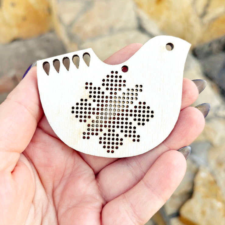 Wooden Cross Stitch Blanks Christmas Ornaments – Laser Cut Birch Shapes – DIY Embroidery Craft – Natural Wood Decor-2