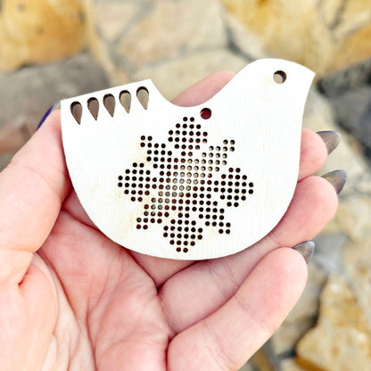 Wooden Cross Stitch Blanks Christmas Ornaments – Laser Cut Birch Shapes – DIY Embroidery Craft – Natural Wood Decor-2