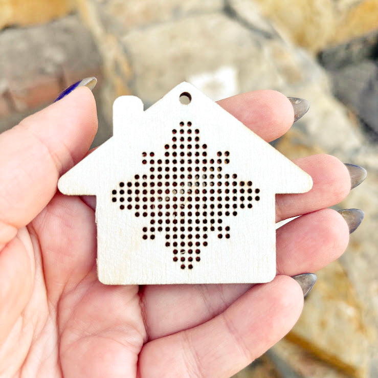 Wooden Cross Stitch Blanks Christmas Ornaments – Laser Cut Birch Shapes – DIY Embroidery Craft – Natural Wood Decor-2