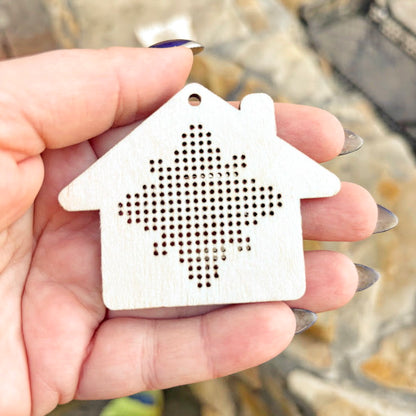 Wooden Cross Stitch Blanks Christmas Ornaments – Laser Cut Birch Shapes – DIY Embroidery Craft – Natural Wood Decor-2