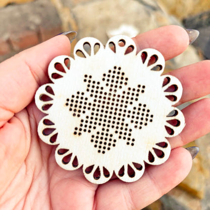 Wooden Cross Stitch Blanks Christmas Ornaments – Laser Cut Birch Shapes – DIY Embroidery Craft – Natural Wood Decor-2