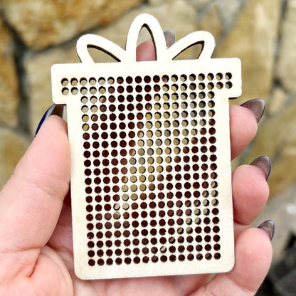 Large wooden Christmas cross stitch blanks set – laser cut birch plywood ornaments with big holes (2.25 mm) – embroidery decor - set 2