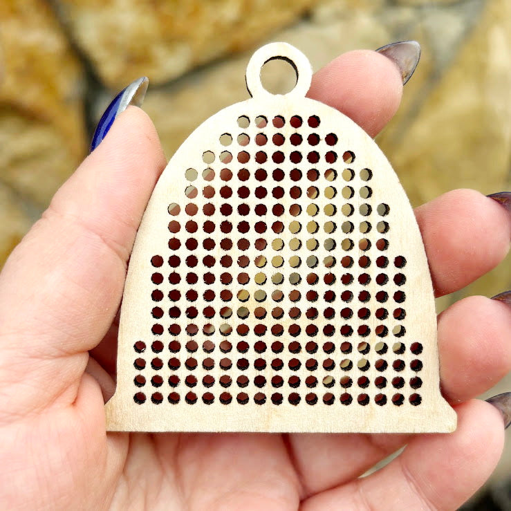 Large wooden Christmas cross stitch blanks set – laser cut birch plywood ornaments with big holes (2.25 mm) – embroidery decor - set 2