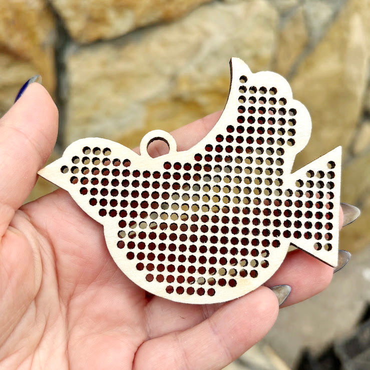 Large wooden Christmas cross stitch blanks set – laser cut birch plywood ornaments with big holes (2.25 mm) – embroidery decor - set 2