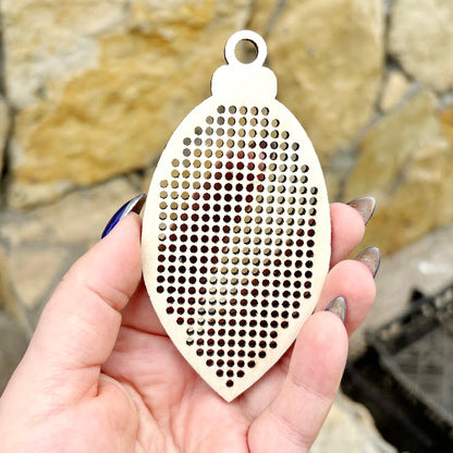 Set of 6 Large Wooden Cross Stitch Christmas Ornaments – Laser Cut Birch Plywood Blanks with Large 2.25mm Holes – DIY Embroidery Ornaments