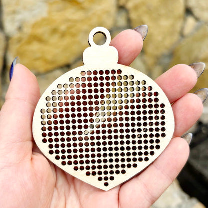 Set of 6 Large Wooden Cross Stitch Christmas Ornaments – Laser Cut Birch Plywood Blanks with Large 2.25mm Holes – DIY Embroidery Ornaments
