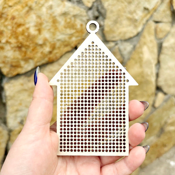 Large Wooden Cross Stitch Blanks Set – Laser Cut Birch Ornaments, Big Holes 2.25mm, DIY Christmas Embroidery Shapes, Craft Supplies