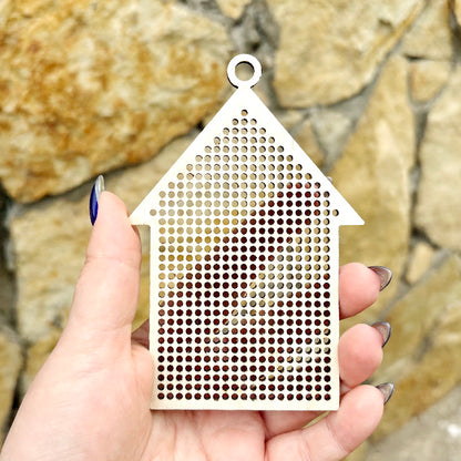 Large Wooden Cross Stitch Blanks Set – Laser Cut Birch Ornaments, Big Holes 2.25mm, DIY Christmas Embroidery Shapes, Craft Supplies