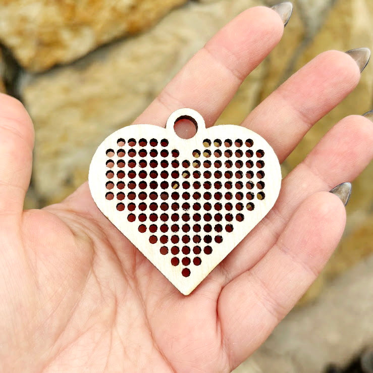 Large Wooden Cross Stitch Blanks Set – Laser Cut Birch Ornaments, Big Holes 2.25mm, DIY Christmas Embroidery Shapes, Craft Supplies